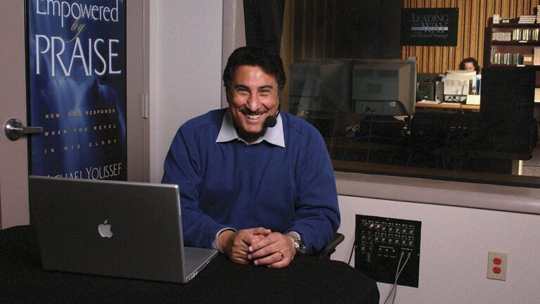 Dr. Michael Youssef recording Leading The Way Christian Radio Broadcasts