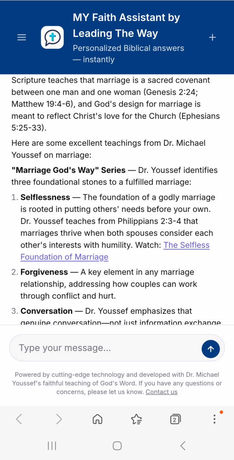 MY Faith Assistant Biblical response on marriage
