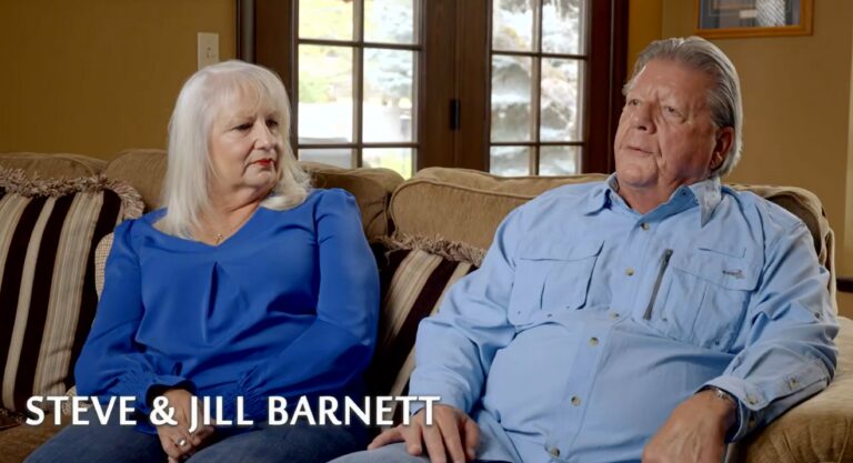 Steve and Jill Barnett sitting on a couch with their names listed on the image