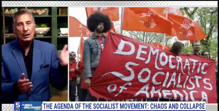 DMY split screen next to a new image of the Democratic Socialists Rally