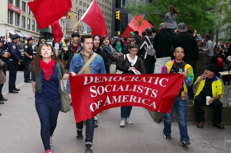 democratic socialists of america marching in new york